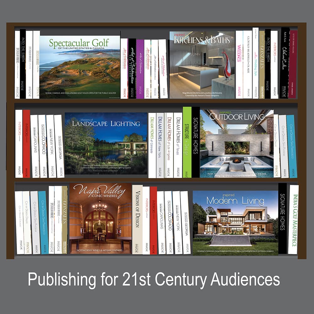 bookshelf with Inspired Intermedia publications